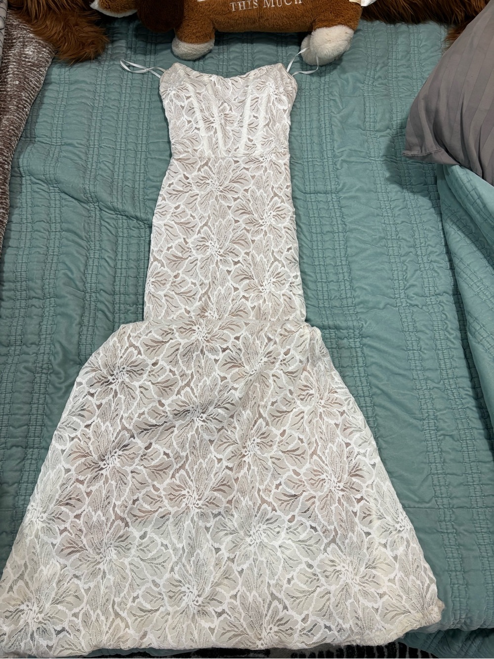 Windsor Ivory Floral Lace Mermaid Dress with Spaghetti Straps